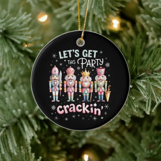 Let’s Get Crackin’ Christmas Party Nutcracker Xmas Keramisch Ornament (Boom)