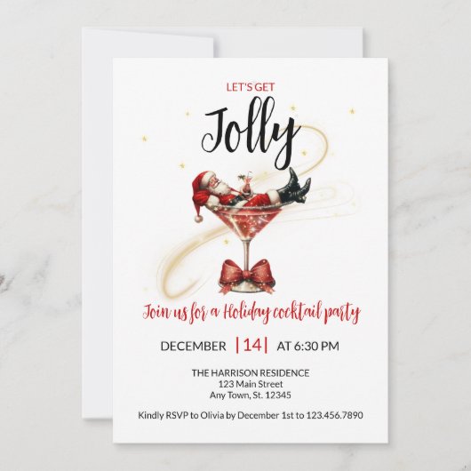 Let’s Get Jolly Holiday Party Invitation Kaart (Voorkant)
