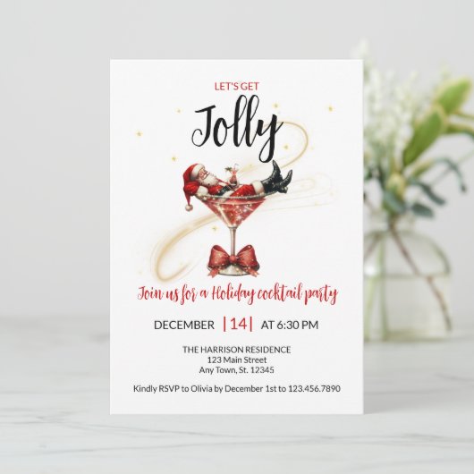 Let’s Get Jolly Holiday Party Invitation Kaart (Staand voorkant)