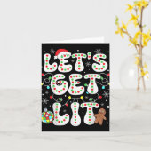 Let S Get Lit Funny Christmas Lights Xmas Pajamas  Kaart (Gele Bloem)