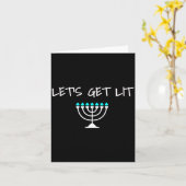 Let S Get Lit Jewish Hanukkah Menorah Chanukkah  Kaart (Gele Bloem)
