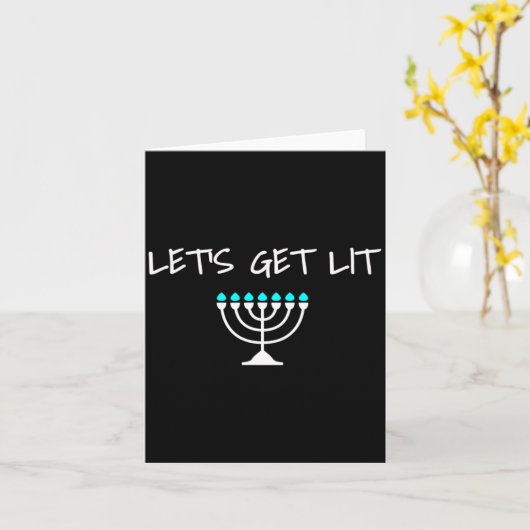 Let S Get Lit Jewish Hanukkah Menorah Chanukkah  Kaart (Gele Bloem)