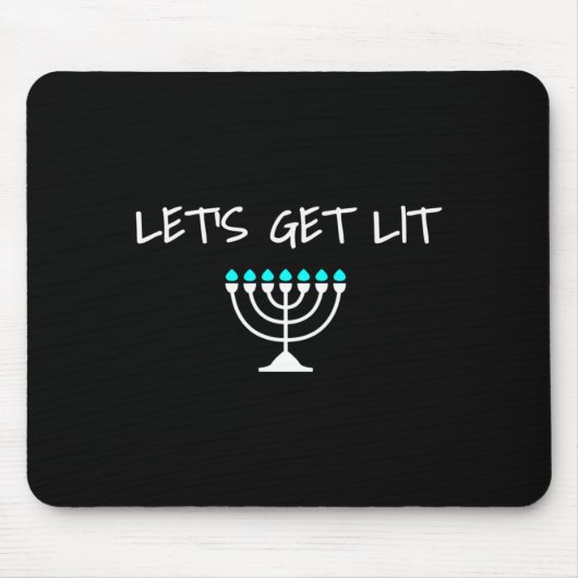 Let S Get Lit Jewish Hanukkah Menorah Chanukkah  Muismat (Voorkant)