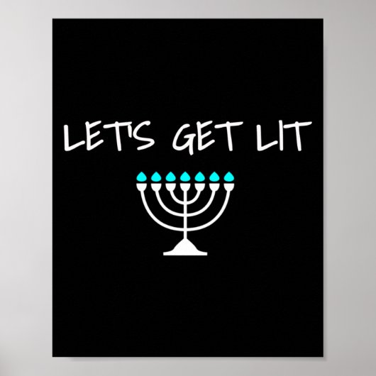 Let S Get Lit Jewish Hanukkah Menorah Chanukkah  Poster (Voorkant)