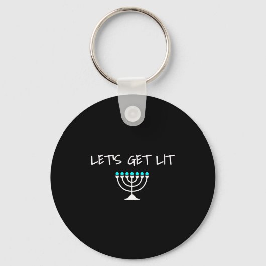 Let S Get Lit Jewish Hanukkah Menorah Chanukkah  Sleutelhanger (Voorkant)