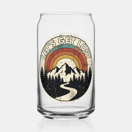 Let’s Get Lost Retro Mountain Adventure Outdoor Blikvorm Glas (Voorkant)