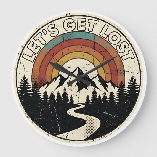 Let’s Get Lost Retro Mountain Adventure Outdoor Grote Klok (Voorkant)