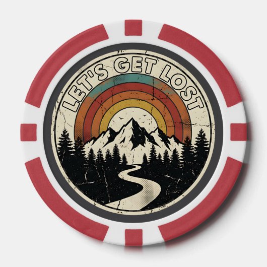 Let’s Get Lost Retro Mountain Adventure Outdoor Poker Chips (Voorkant)