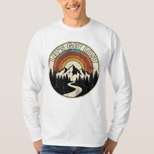 Let’s Get Lost Retro Mountain Adventure Outdoor T-shirt (Voorkant)