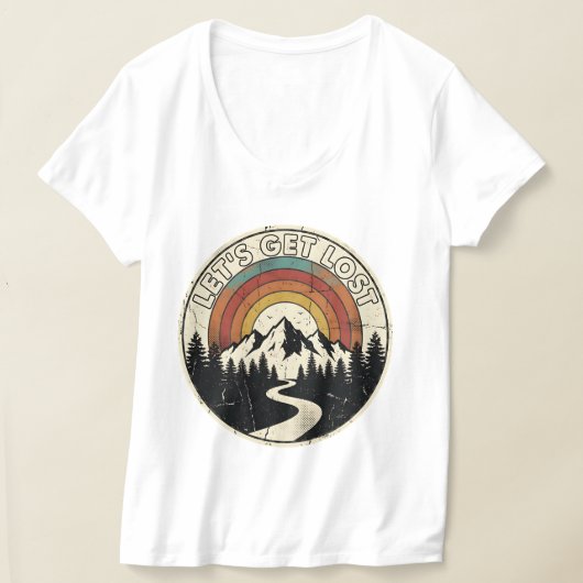 Let’s Get Lost Retro Mountain Adventure Outdoor T-shirt (Laagn)