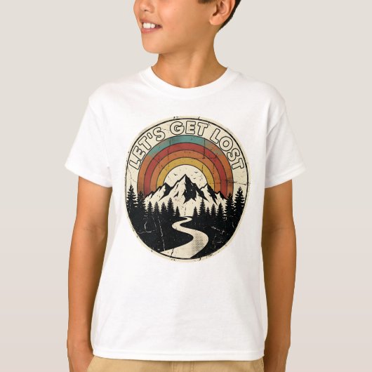 Let’s Get Lost Retro Mountain Adventure Outdoor T-shirt (Voorkant)