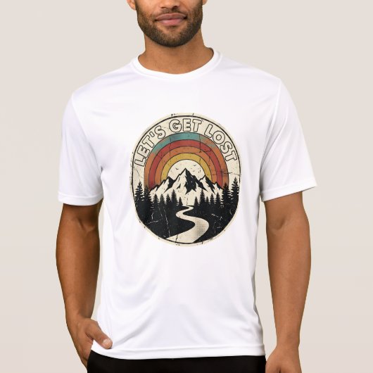 Let’s Get Lost Retro Mountain Adventure Outdoor T-shirt (Voorkant)