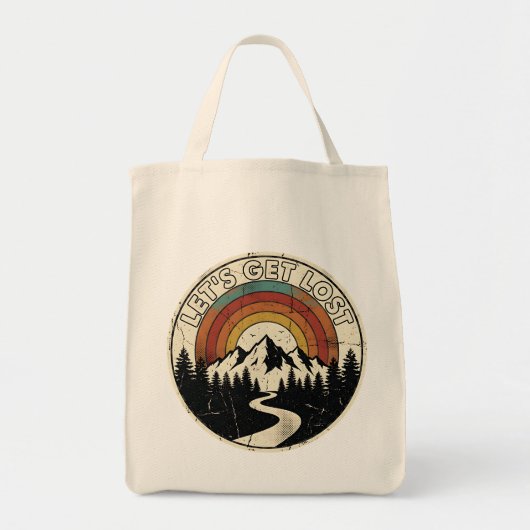 Let’s Get Lost Retro Mountain Adventure Outdoor Tote Bag (Voorkant)