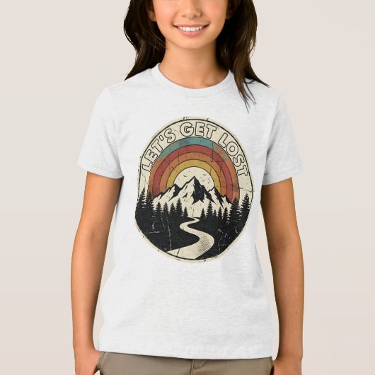 Let’s Get Lost Retro Mountain Adventure Outdoor Tri-Blend Shirt (Voorkant)