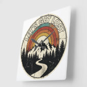 Let’s Get Lost Retro Mountain Adventure Outdoor Vierkante Klok (Hoek)