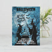Let’s Get Spooky – Blue Halloween Invite Save The Date (Staand voorkant)