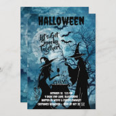 Let’s Get Spooky – Blue Halloween Invite Save The Date (Voorkant / Achterkant)