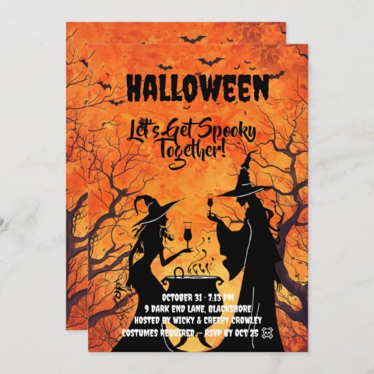 Let’s Get Spooky – Orange Halloween Invite Save The Date (Voorkant / Achterkant)