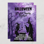 Let’s Get Spooky – Purple Halloween Invite Save The Date (Voorkant / Achterkant)