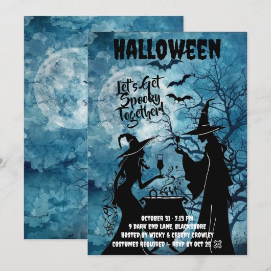 Let’s Get Spooky Together Halloween Invite Save The Date (Voorkant / Achterkant)