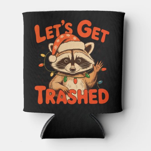 Let’s Get Trashed Christmas Raccoon Feral Xmas Blikjeskoeler (Voorkant)