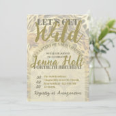 Let’s Get Wild Leopard Animal Glam Gold Birthday Kaart (Staand voorkant)