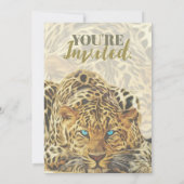 Let’s Get Wild Leopard Animal Glam Gold Birthday Kaart (Achterkant)