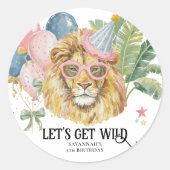 Let’s Get Wild Party Animal Birthday Sticker (Voorkant)