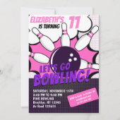 Let’s Go Bowling!  Fun Bowling-Style Birthday Girl Kaart (Voorkant)