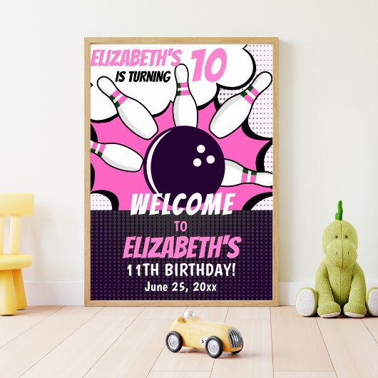 Let’s Go Bowling! Fun Bowling-Style Birthday Girl Poster