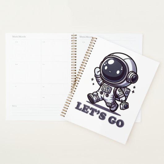 Let’s Go – Cute Astronaut Adventure Tee Planner (Display)