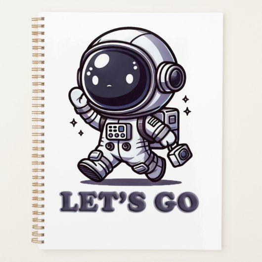Let’s Go – Cute Astronaut Adventure Tee Planner (Voorkant)