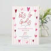 Let’s Go Girls Galentine’s Day Brunch Invitation Kaart (Staand voorkant)