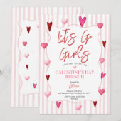 Let’s Go Girls Galentine’s Day Brunch Invitation Kaart (Voorkant / Achterkant)