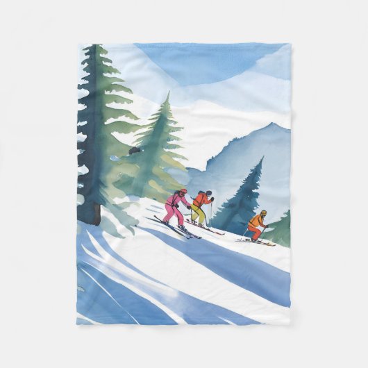 Let’s Go Skiing | Winter Watercolor Painting Fleece Deken (Voorkant)