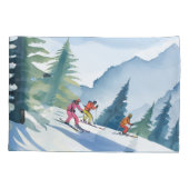 Let’s Go Skiing | Winter Watercolor Painting Kussensloop (Achterkant)