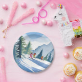 Let’s Go Skiing | Winter Watercolor Papieren Bordje (Feest)