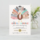 "Let s Gobble Gobble" Modern Boho Thanksgiving Kaart (Staand voorkant)