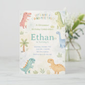 Let’s Have A Dino-Mite Time Invitation Editable Kaart (Staand voorkant)