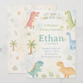 Let’s Have A Dino-Mite Time Invitation Editable Kaart (Voorkant / Achterkant)
