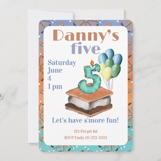 Let’s have s’more fun 5th Birthday Invitation Kaart (Voorkant)