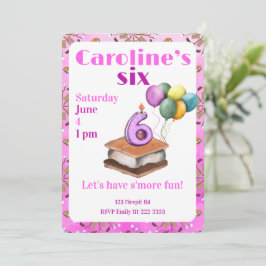Let’s have s’more fun 6th Birthday Invitation Kaart