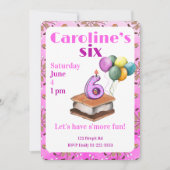 Let’s have s’more fun 6th Birthday Invitation Kaart (Voorkant)