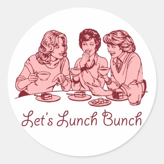 Let’s Lunch Bunch 50’s retro graphic Ronde Sticker (Voorkant)