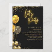 Let’s Party- elegant Birthday with Golden balloons Kaart (Voorkant)