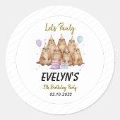 Let’s Party Groundhog 5th Birthday – Fun Kids Ronde Sticker (Voorkant)