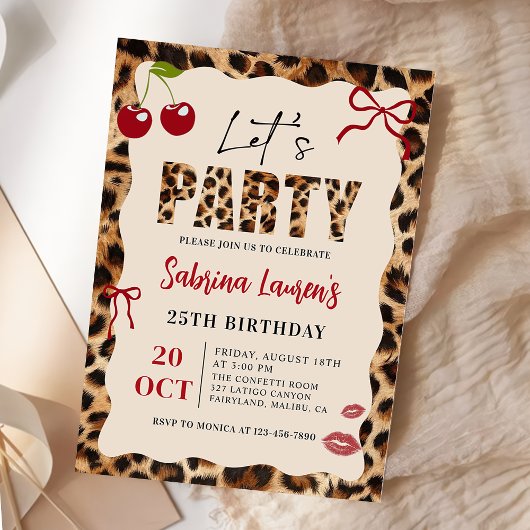 Let’s Party Leopard Cheetah Birthday Invitation Kaart