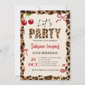 Let’s Party Leopard Cheetah Birthday Invitation Kaart (Voorkant)