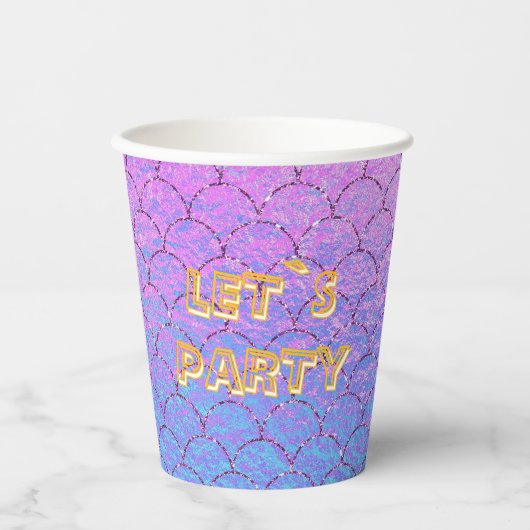Let`s party mermaid tail papieren bekers (Voorkant)