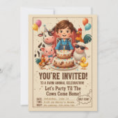 Let’s Party Til the Cows Come Home | Editable Farm Kaart (Voorkant)